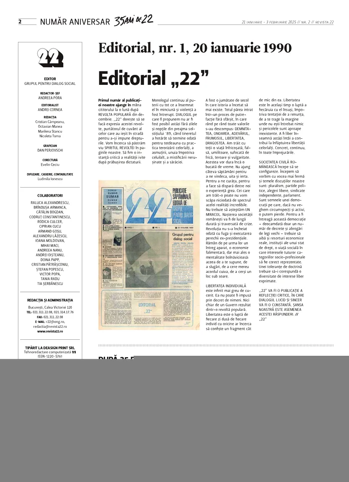 Revista 22, numărul din 21 ianuarie 2025