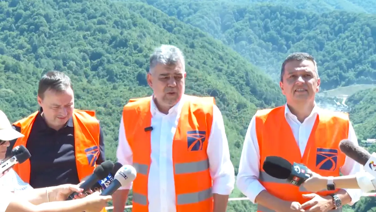 Marcel Ciolacu și Sorin Grindeanu, vizită pe șantierul de pe Valea Oltului: Săptămâna viitoare avem termenul maxim când se va deschide