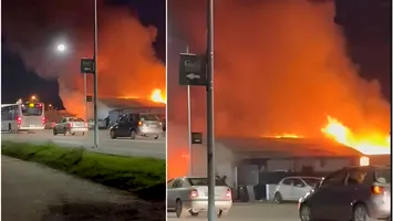 Incendiu violent în Domnești. Șoseaua Tudor Vladimirescu, blocată