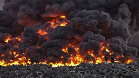 Incendiu masiv la cel mai mare depozit de anvelope din lume (VIDEO)