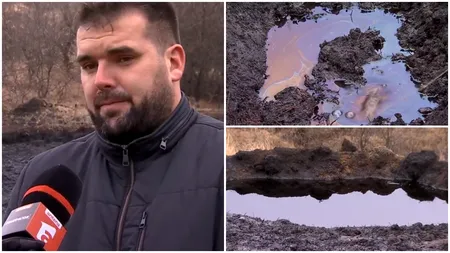 Fenomen uimitor la marginea unui sat din Buzău: Țițeiul iese la suprafață, localnicii vin cu bidoane să-l colecteze