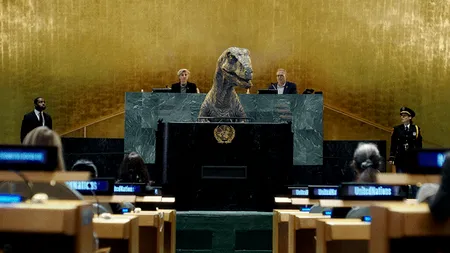 Campanie ONU ieșită din comun: Dinozaurul care cere umanităţii să nu-şi provoace extincţia (VIDEO)