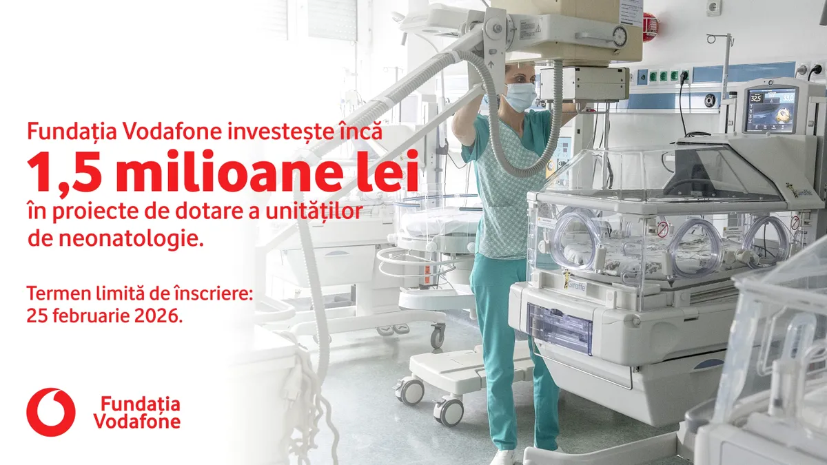 Fondul Viață pentru Nou-Născuți. Fundația Vodafone investește 1,5 milioane de lei în dotarea unităților de neonatologie