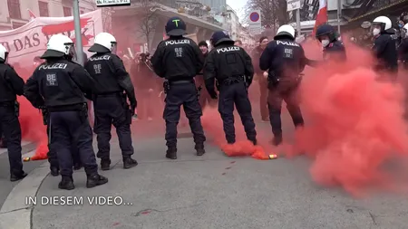 Proteste la Viena împotriva lockdown-ului și a vaccinării obligatorii: 40 000 de oameni au ieșit în stradă (VIDEO)