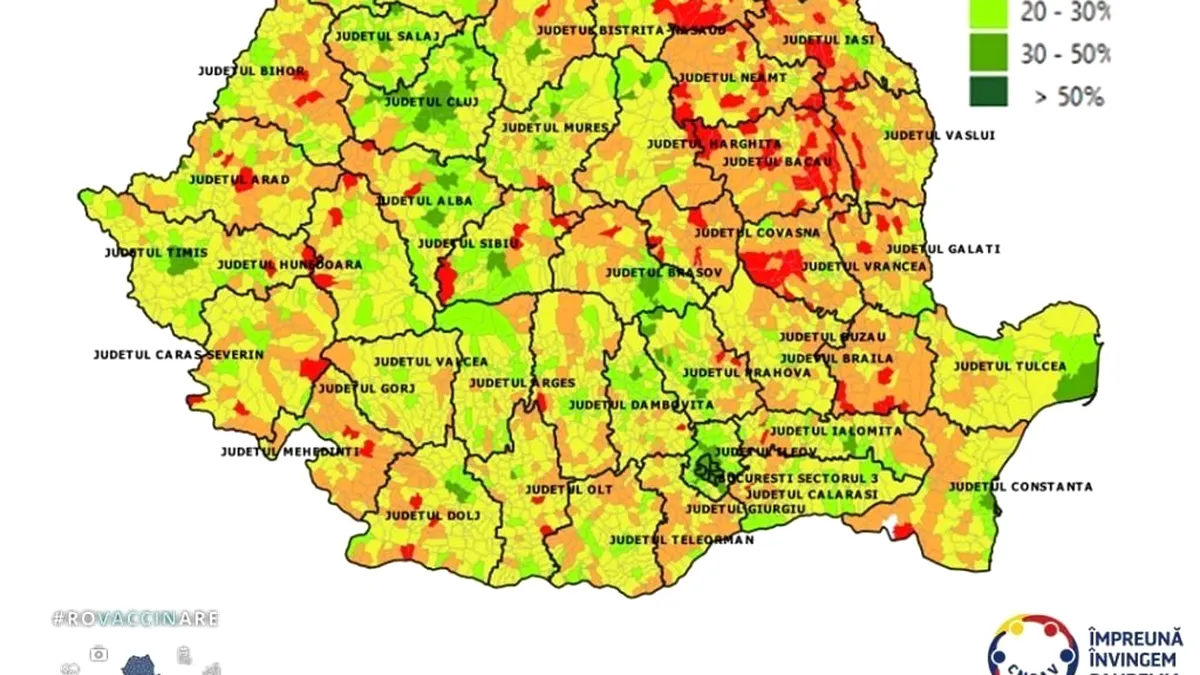 Situația vaccinării în România pe localități