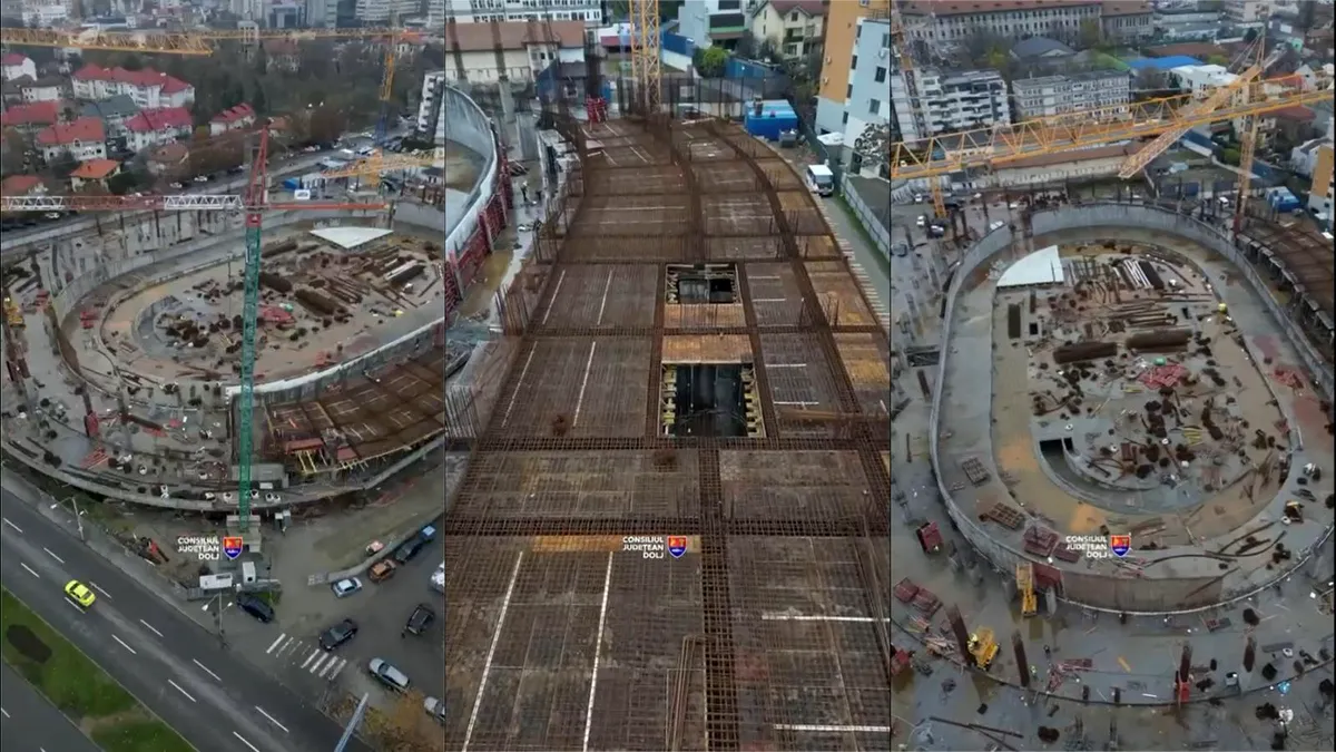 Noi imagini cu primul velodrom acoperit din România. Arena multifuncțională a prins contur (VIDEO)