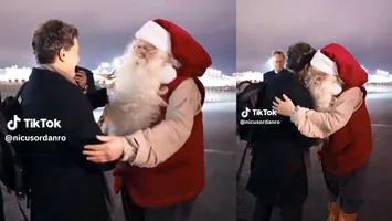 Nicușor Dan, întâlnire de gradul 3 cu Moș Crăciun la coborârea din avion, în Finlanda