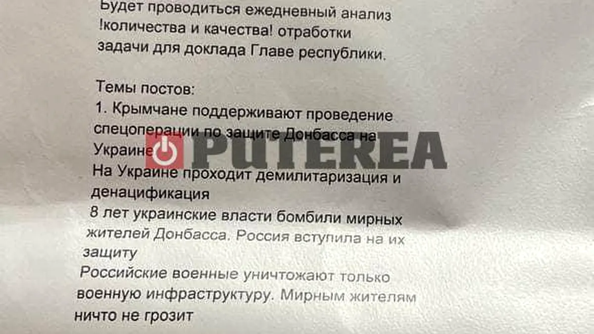 Războiul din Ucraina: Angajații din Crimeea, obligați să transmită știri false despre război (document)