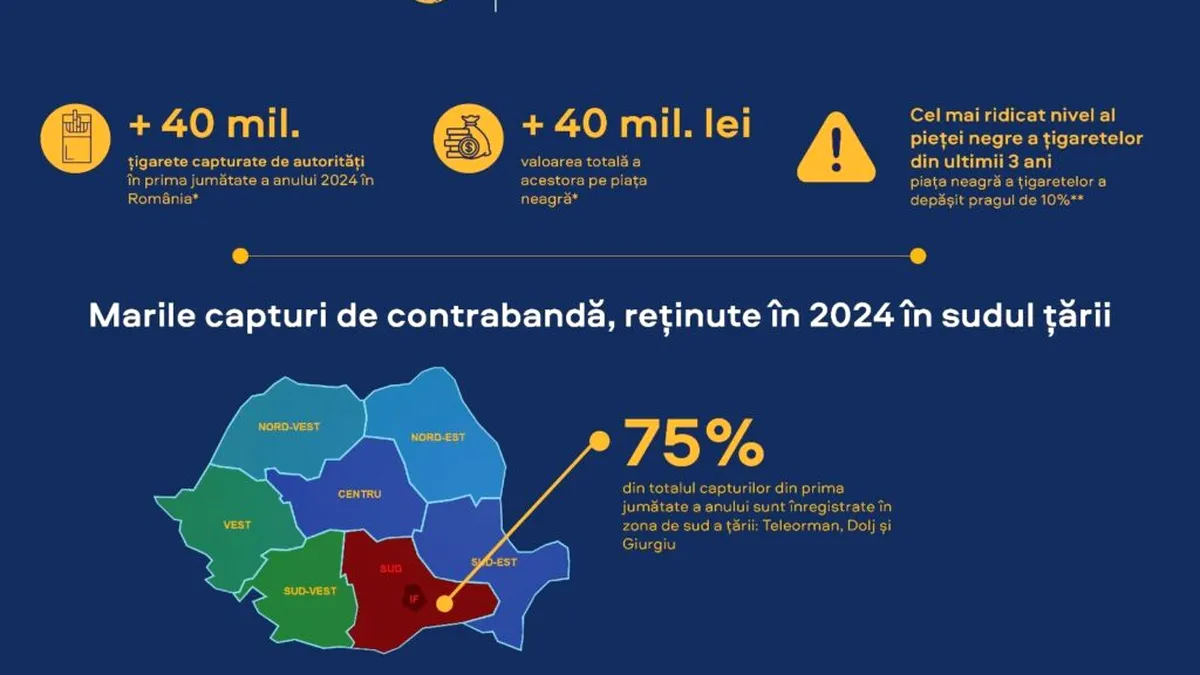 Peste 40 de milioane de țigarete  capturate de autorități în prima jumătate a anului în România