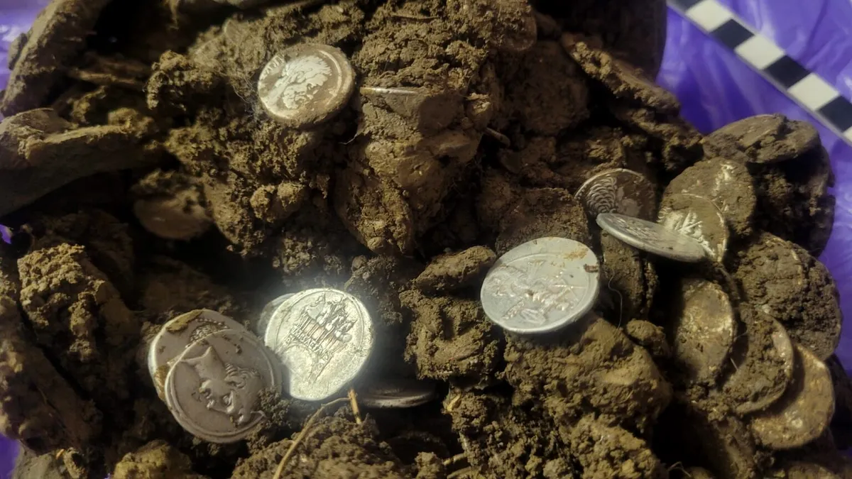 Comoară romană descoperită de doi soți din Prahova. Monedele valorează 95.000 de euro