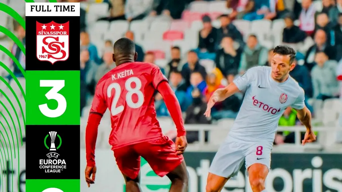 CFR Cluj, învinsă de Sivasspor la scor de neprezentare în Conference League. Clasamentul actualizat