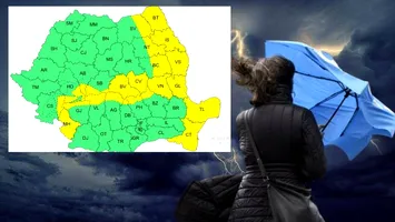 Vânt puternic în aproape toată țara. Alerte meteo de cod roșu și galben în vigoare