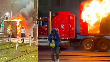 TIR-ul lui Moș Crăciun în flăcări - incident sau campanie de marketing la Coca Cola? (VIDEO)