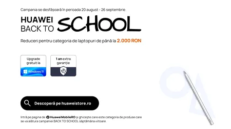 Huawei dă startul campaniei Back To School cu oferte promoționale la numeroase categorii de produse