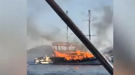 Momente de panică în Turcia: Un iaht cu 110 oameni s-a scufundat după ce a fost cuprins de flăcări lângă Marmaris