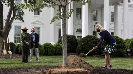 Miss Biden, pe tocuri, la sapă (VIDEO)