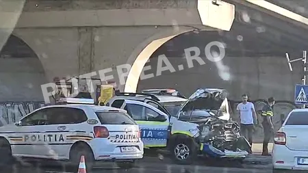 Accident grav în București: Mașină de poliție lovită de un BMW