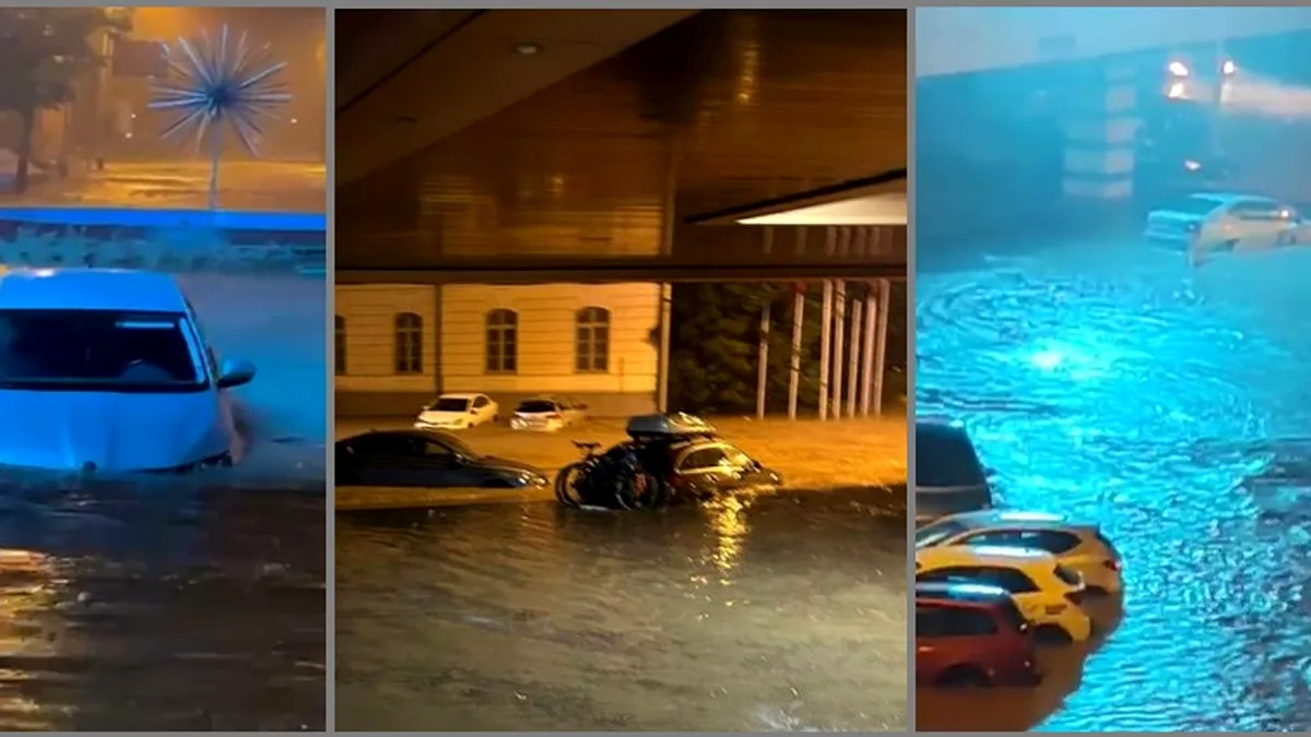 Potop la Tulcea: Centrul inundat și mașini luate de ape (VIDEO)