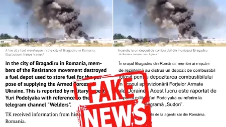 MApN demontează informațiile rușilor despre presupusa incendiere a unui depozit de carburanți în Bragadiru