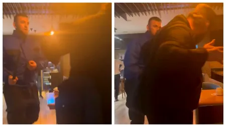 Scene șocante într-un restaurant din Focșani! Un agent de pază îl lovește cu bestialitate pe un bărbat îmbrăcat în călugăr. Nimeni nu a intervenit