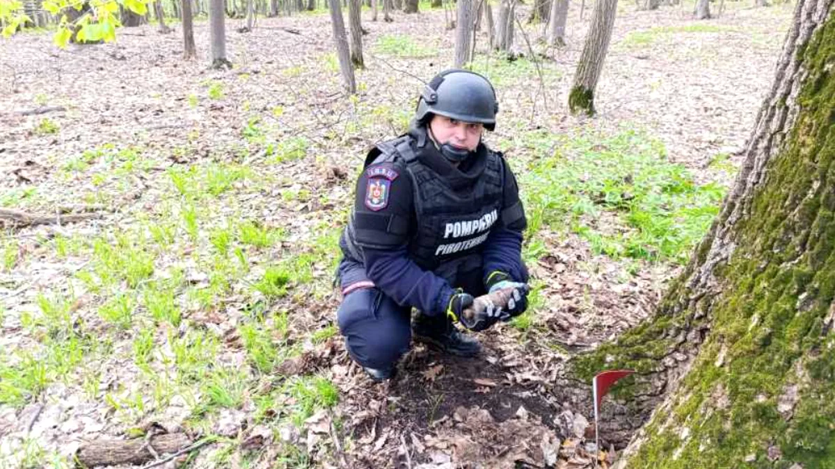 Proiectil descoperit de un culegător de ciuperci într-o pădure din Botoșani
