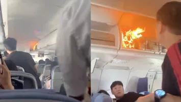 Imagini de groază în avion: o baterie a luat foc într-un bagaj. Zborul, deviat de urgență (VIDEO)