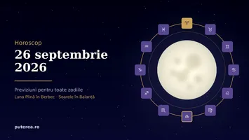 Horoscop 26 septembrie 2026. Luna Plină a Recoltei cade în Berbec: zodiile care închid un capitol sâmbătă