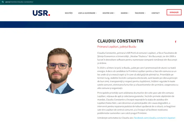  Pe site-ul oficial al Uniunii Salvați România (USR), Claudiu Constantin este listat printre membrii de onoare ai partidului, evidențiindu-se prin contribuția sa semnificativă la promovarea valorilor și principiilor USR în comuna Lopătari. 