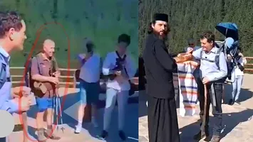 Nicușor Dan, în vacanță pe la mănăstirile din Făgăraș, braț la braț cu șeful SPP, Lucian Pahonțu