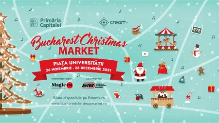 Târg de Crăciun în Piața Universității (26 noiembrie – 26 decembrie) din Capitală. Cu mască și certificat verde