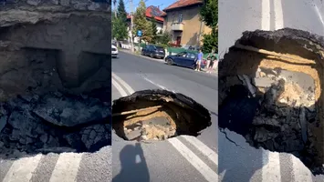 Groapă de trei metri lângă Palatul Cotroceni. O cântăreață a rămas cu mașina blocata în mijlocul Capitalei: „Am căzut în groapa asta”