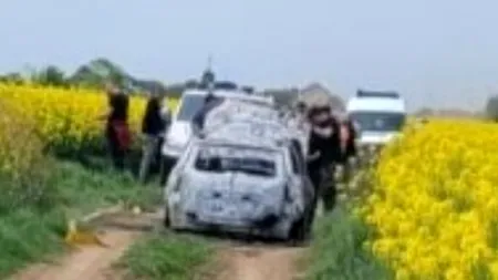 Descoperire macabră lângă București: rămășite umane carbonizate, găsite într-un autoturism