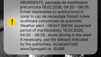 Mulțumesc, RO-Alert, că m-ai trezit să văd cum ninge… oficial, la 4:20 AM, ca să nu cumva să ratez fulgii
