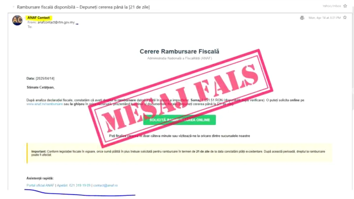 Mare atenție la pretinsa ANAF! Contribuabilii, păcăliți că primesc bani