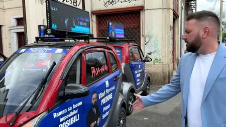 Mașinile electrice de campanie ale lui Vlad Popescu Piedone, vandalizate: Aceasta este campania contracandidaților mei
