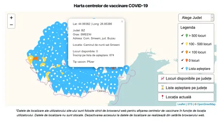 Harta centrelor de vaccinare Covid-19