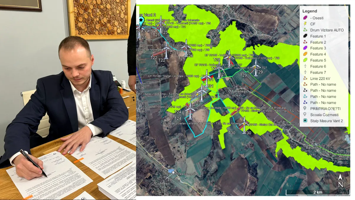Vaslui devine „județul morilor de vânt”. Alte 31 de turbine au primit, azi, Acord de mediu, pentru a fi amplasate în nordul acestei zone administrativ-teritoriale
