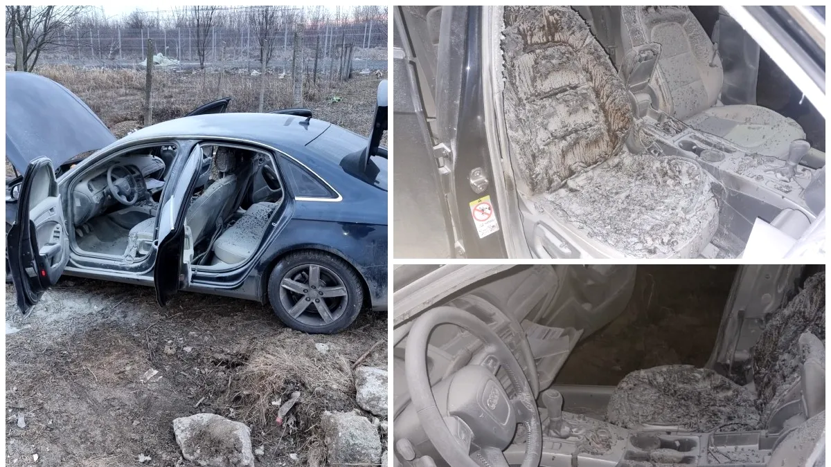 Femeie răpită și încuiată în portbagajul unei mașini în flăcări