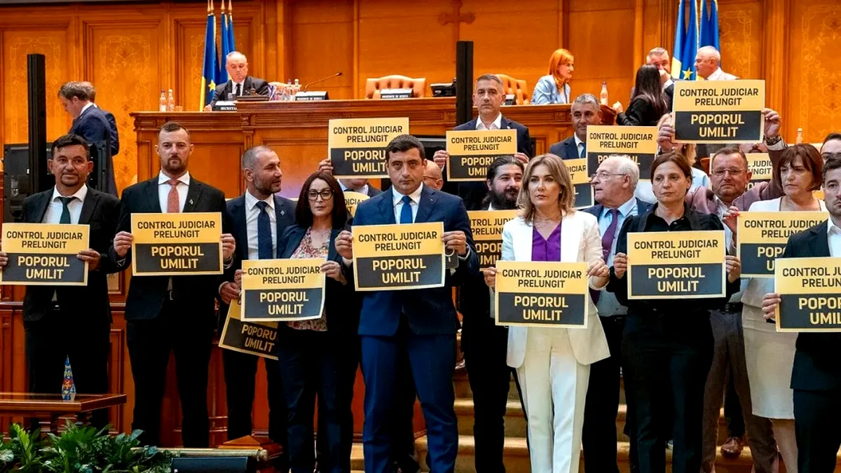 Protestul AUR la deschiderea sesiunii: susținere totală pentru ”martirul” Georgescu