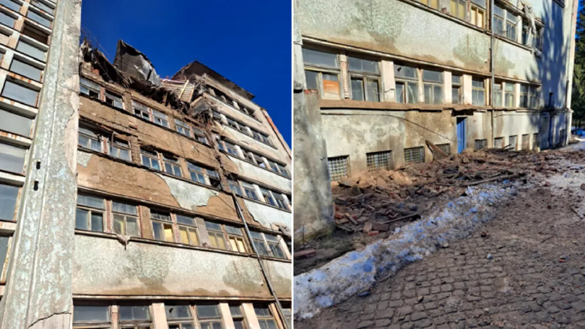 O parte din acoperișul spitalului TBC din Oravița s-a prăbușit