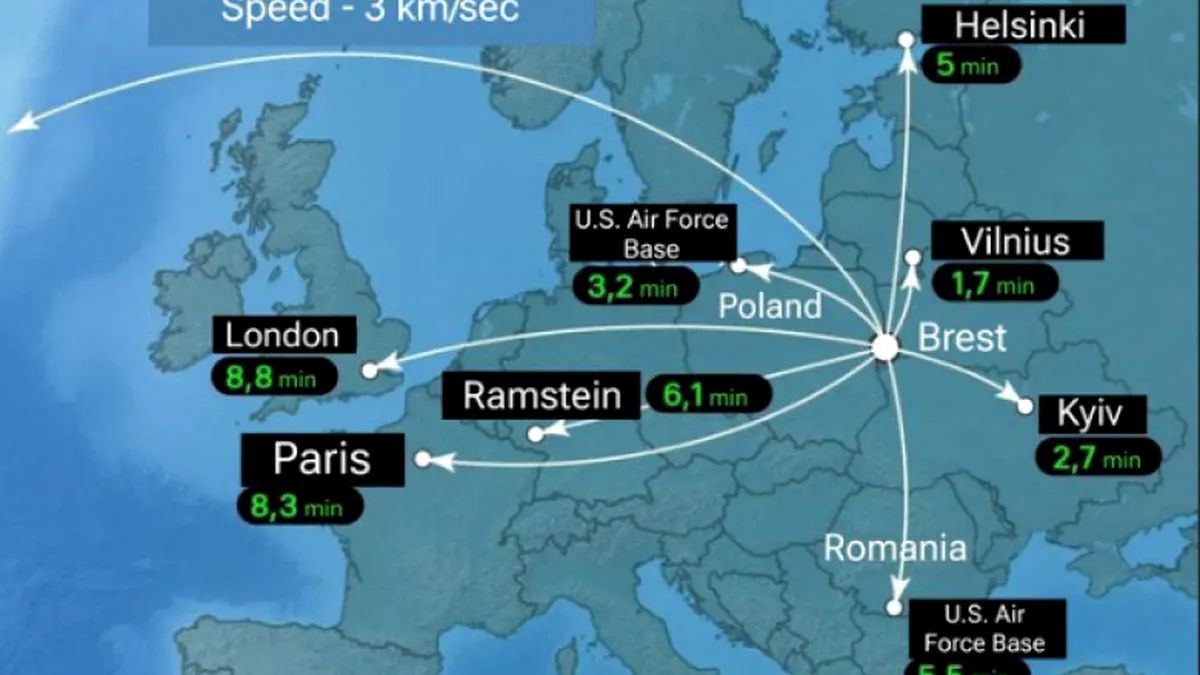 Rusia amenință Europa cu racheta hipersonică Oreșnik: Deveselu, în raza de acțiune în doar 5 minute și jumătate