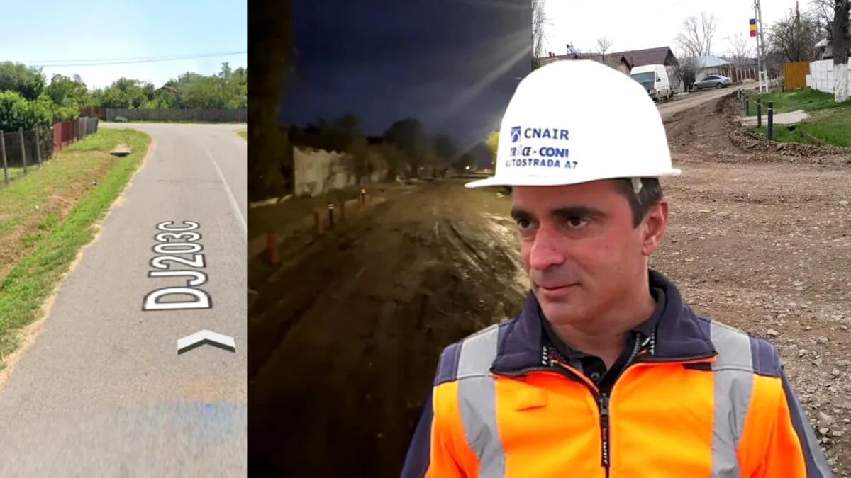 Drum județean distrus de lucrările la A7: Asocierea Coni-Trace a transformat un drum de asfalt în unul de noroi