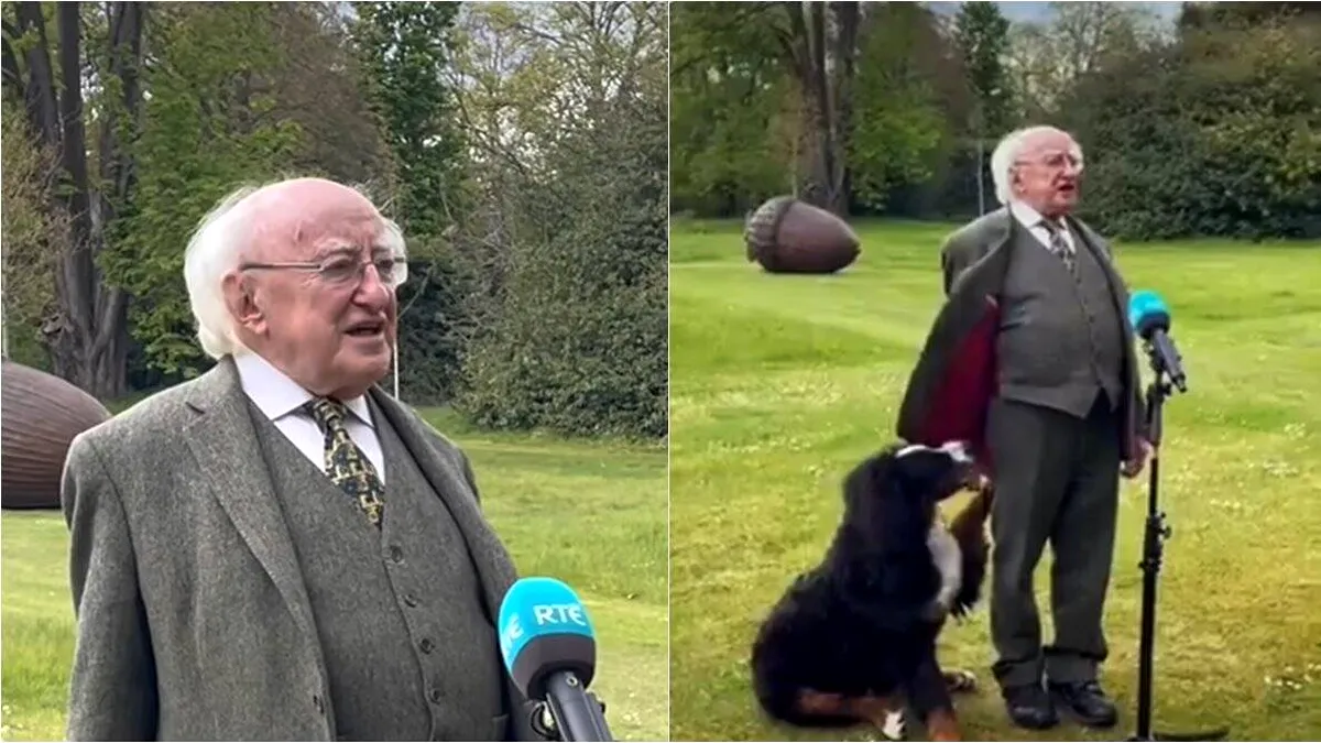 Câinele președintelui Irlandei a făcut show. „I-a luat fața” stăpânului (VIDEO)