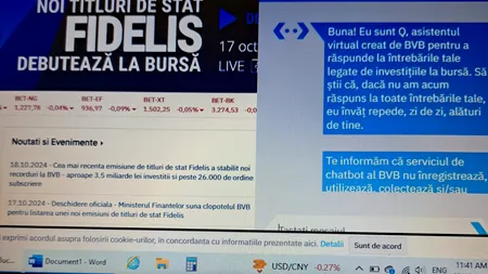 Pe pagina BVB poate fi accesat ,,Asistentul virtual Q”. Te învață cum să investești. Bursa, în continuare prăbușită