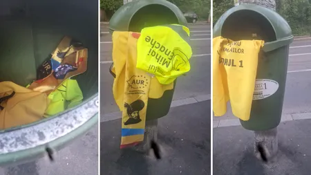 Echipamente și materiale de campanie AUR, aruncate la gunoi în Sectorul 1, după dezvăluirile de corupție și scandaluri interne