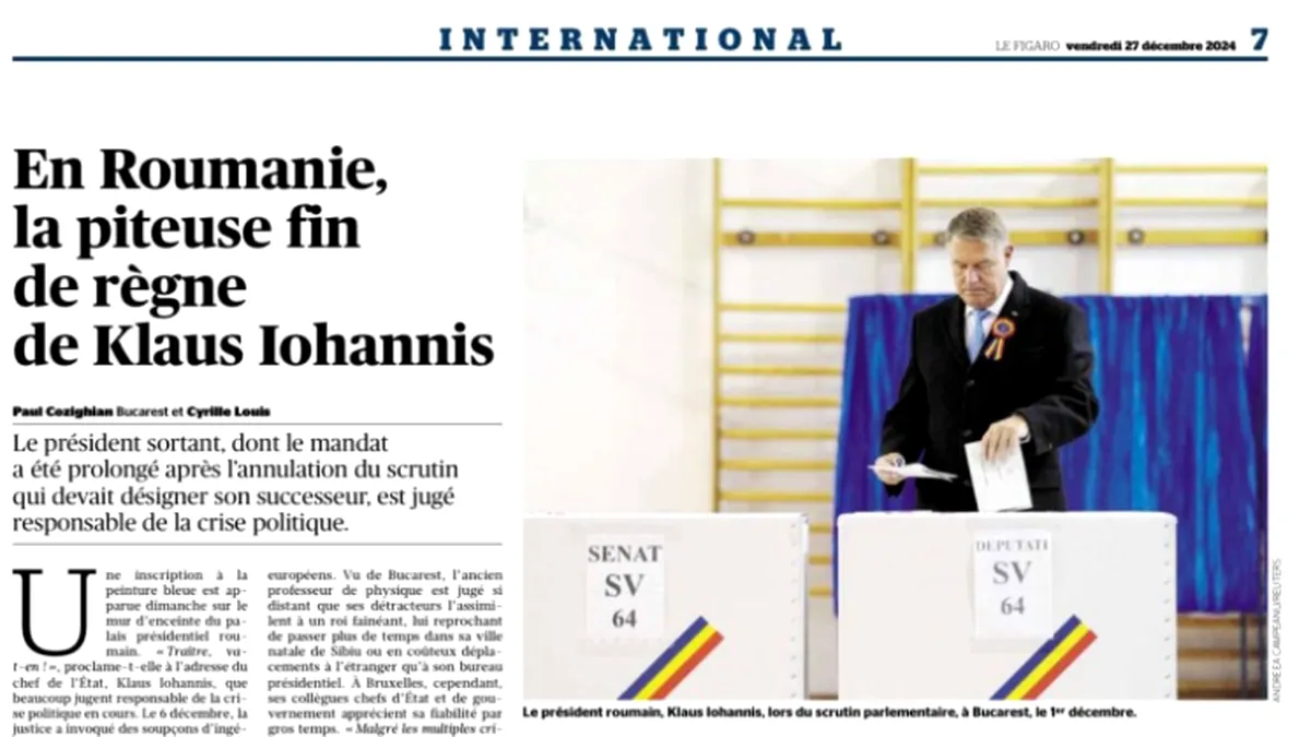Le Figaro, articol usturător: „Sfârșitul jalnic al domniei lui Iohannis”