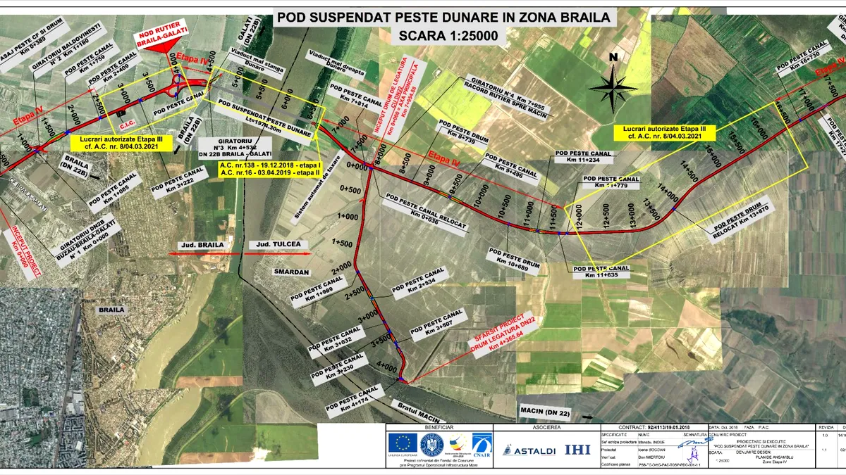 Probleme la Podul Suspendat de la Brăila. Au apărut infiltrații la blocurile de ancoraj. CNAIR: nu afectează structura podului