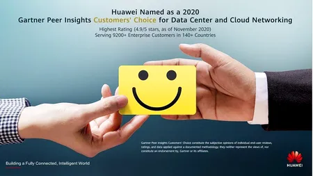 Huawei a fost Alegerea Clienților Gartner Peer Insights 2020 pentru Centrele de Date și Rețelele Cloud