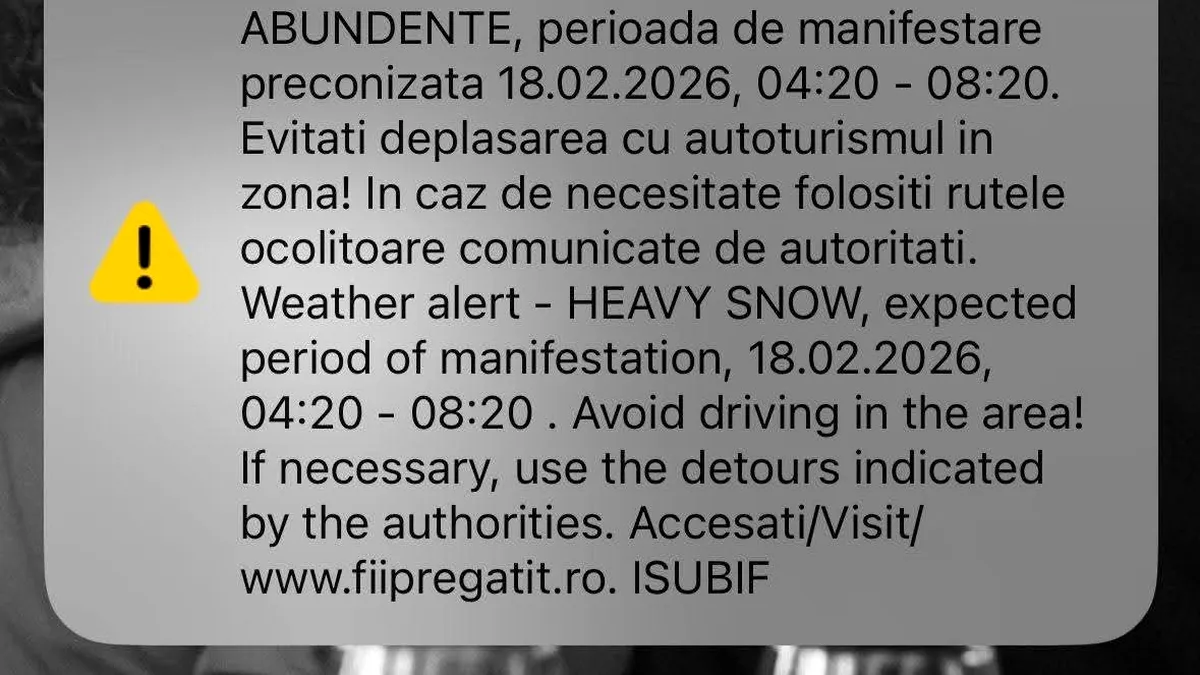 Mulțumesc, RO-Alert, că m-ai trezit să văd cum ninge… oficial, la 4:20 AM, ca să nu cumva să ratez fulgii