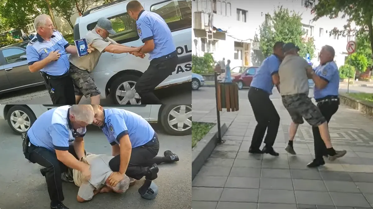 De la o bere la cătușe. Bărbat cardiac, târâit şi trântit pe asfalt de Poliția Locală (VIDEO)